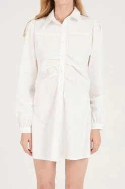 STORETS Thea Shirred Shirt Mini Dress