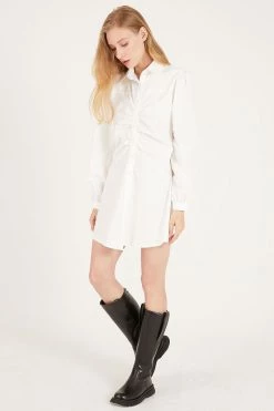 STORETS Thea Shirred Shirt Mini Dress