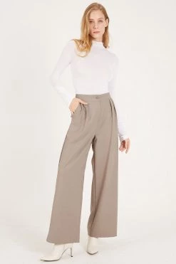 STORETS CLOTHING Lucille Wool Blend Pintuck Pants