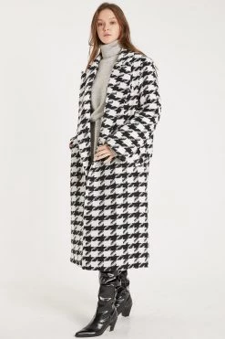 STORETS Jenny Houndstooth Long Maxi Coat CLOTHING