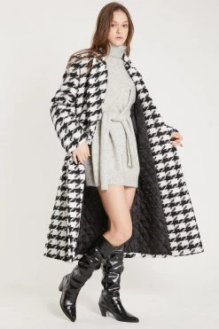 STORETS Jenny Houndstooth Long Maxi Coat CLOTHING