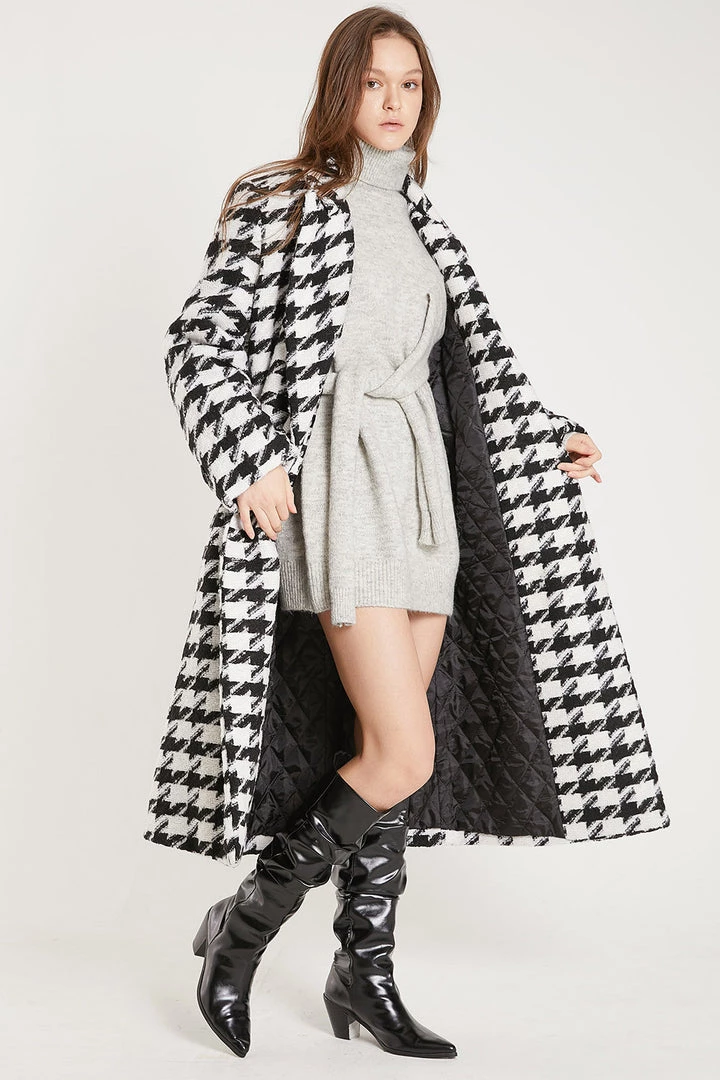STORETS Jenny Houndstooth Long Maxi Coat