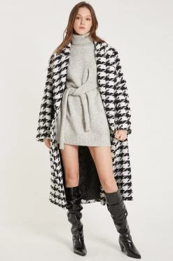 STORETS Jenny Houndstooth Long Maxi Coat CLOTHING