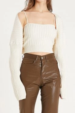 STORETS Desha Knit Crop Top Cardigan Set CLOTHING