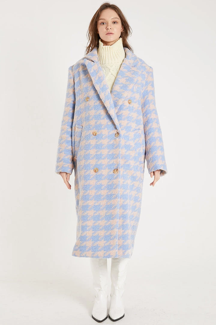 STORETS Jenny Houndstooth Long Maxi Coat