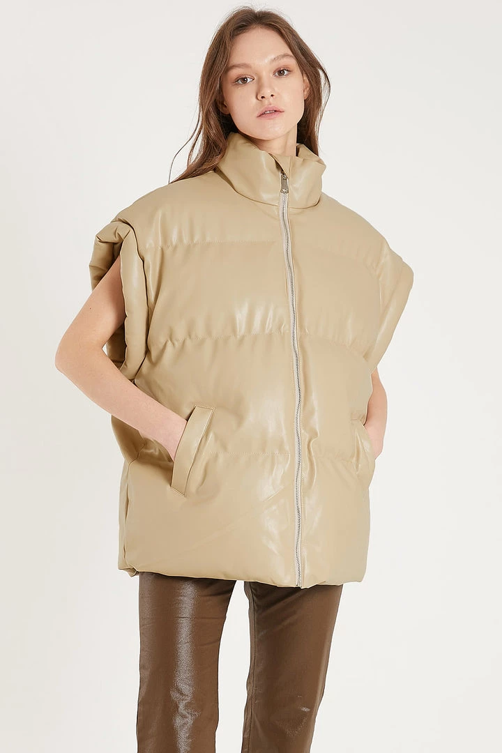 STORETS CLOTHING Destiny Pleather Puffer Vest