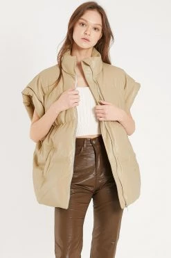 STORETS CLOTHING Destiny Pleather Puffer Vest