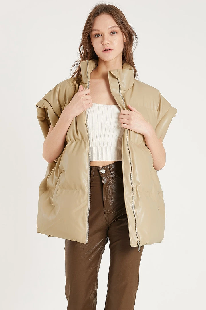 STORETS CLOTHING Destiny Pleather Puffer Vest