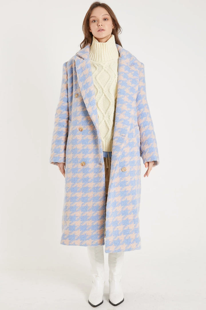 STORETS Jenny Houndstooth Long Maxi Coat