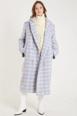 STORETS Jenny Houndstooth Long Maxi Coat