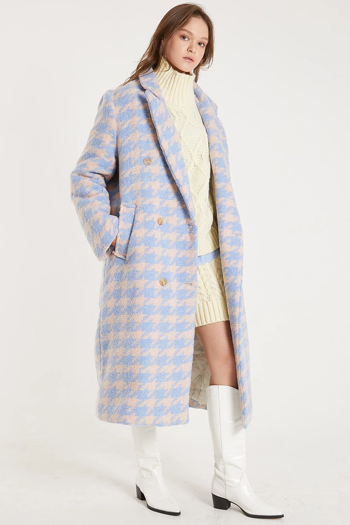 STORETS Jenny Houndstooth Long Maxi Coat