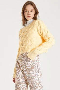 STORETS Lucy Cable Mock Crop Sweater CLOTHING