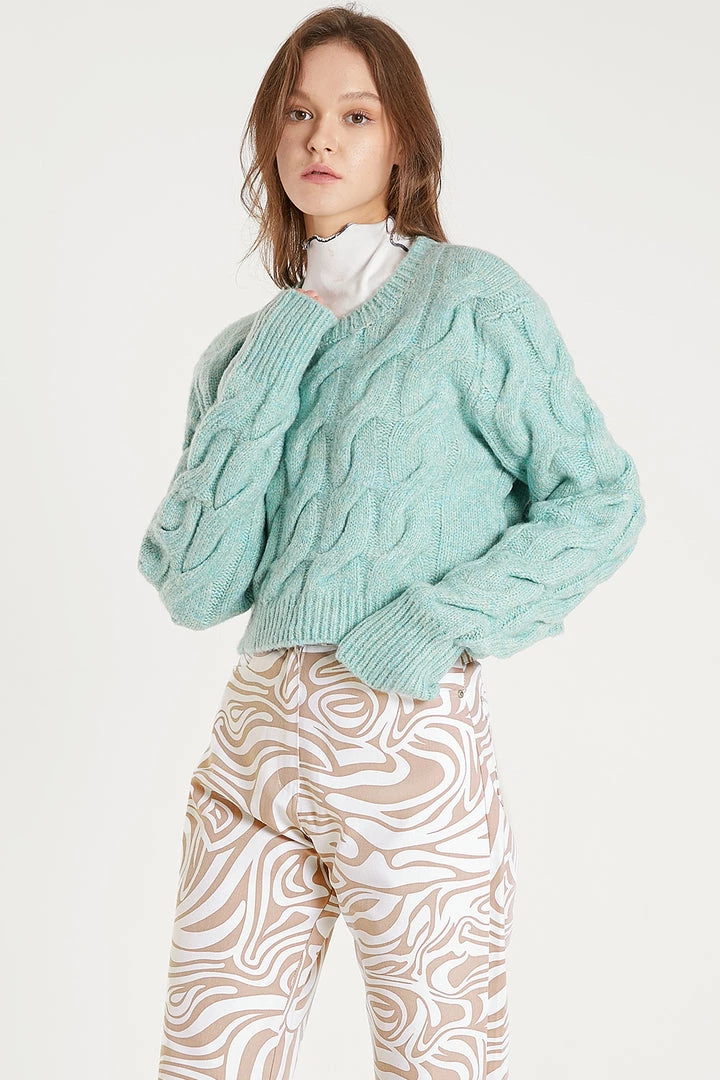 STORETS CLOTHING Lucy Cable Mock Crop Sweater