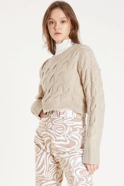 STORETS Lucy Cable Mock Crop Sweater CLOTHING