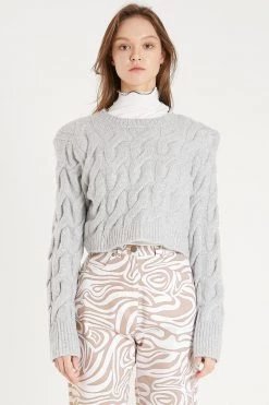 STORETS Lucy Cable Mock Crop Sweater CLOTHING