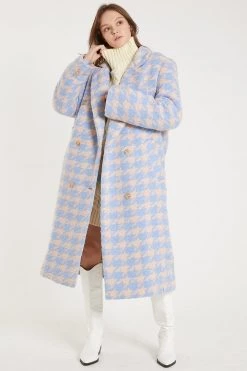STORETS Jenny Houndstooth Long Maxi Coat CLOTHING
