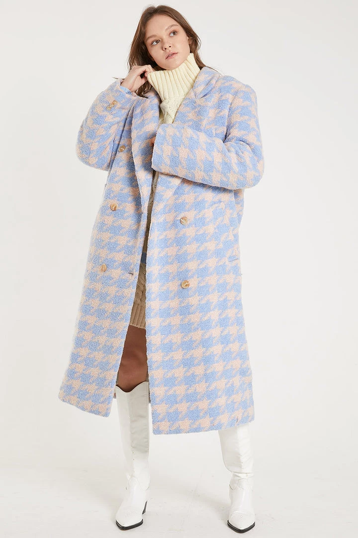 STORETS Jenny Houndstooth Long Maxi Coat