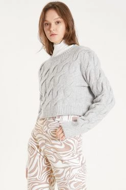 STORETS CLOTHING Lucy Cable Mock Crop Sweater