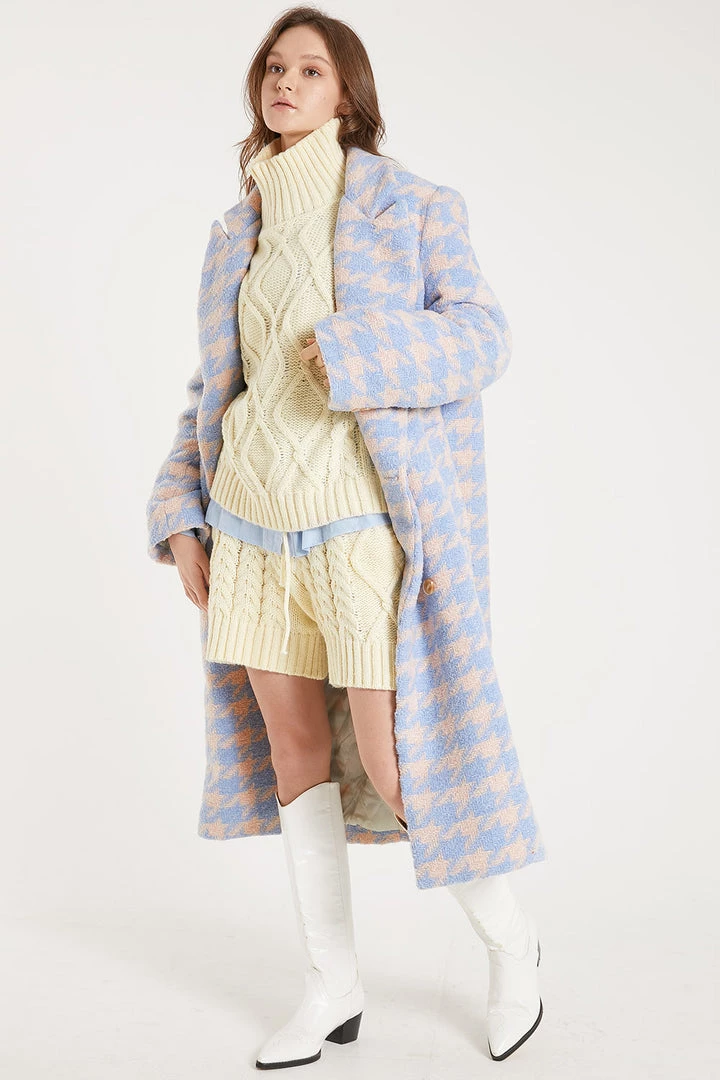 STORETS Jenny Houndstooth Long Maxi Coat