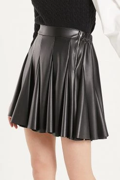 STORETS Kaz Pleather Godet Skirt CLOTHING