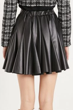STORETS Kaz Pleather Godet Skirt CLOTHING