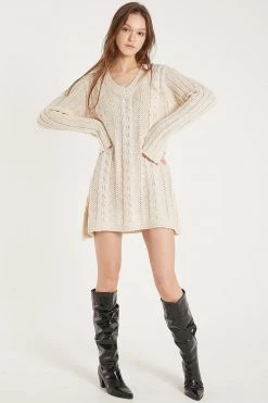 STORETS CLOTHING Emmy Cable Knit Flare Mini Dress