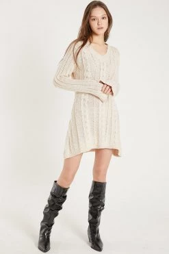 STORETS CLOTHING Emmy Cable Knit Flare Mini Dress