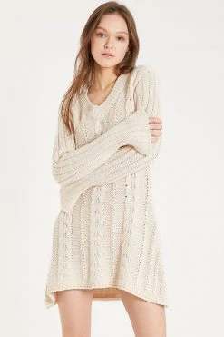 STORETS CLOTHING Emmy Cable Knit Flare Mini Dress