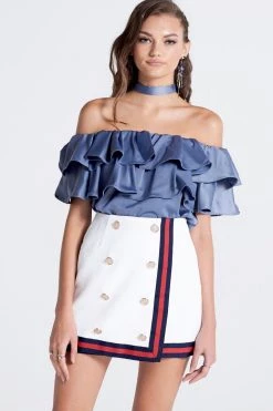 STORETS SALE CLOTHING Olivi Silky Off-the-Shoulder Top