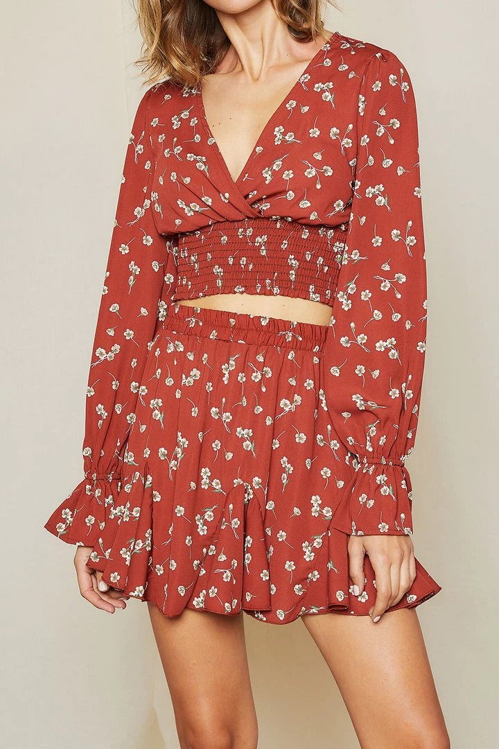 STORETS Sarah Smocked Floral Crop Top CLOTHING