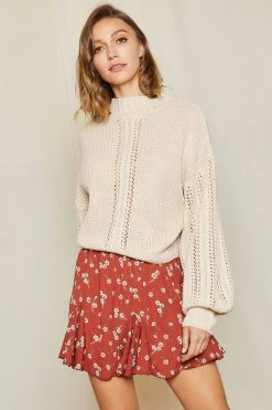 STORETS CLOTHING Anais Balloon Sleeve Mock Neck Sweater