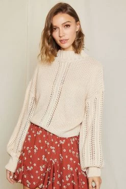 STORETS CLOTHING Anais Balloon Sleeve Mock Neck Sweater