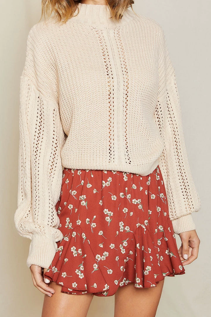 STORETS CLOTHING Anais Balloon Sleeve Mock Neck Sweater