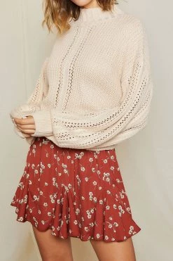 STORETS CLOTHING Anais Balloon Sleeve Mock Neck Sweater