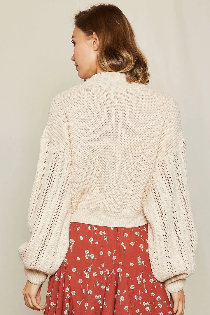 STORETS CLOTHING Anais Balloon Sleeve Mock Neck Sweater