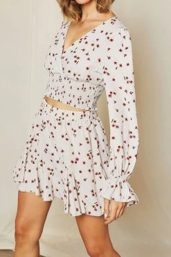 STORETS Sarah Smocked Floral Crop Top CLOTHING