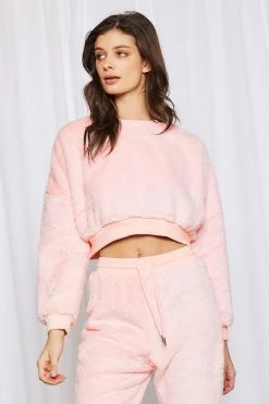 STORETS SALE CLOTHING Lily Fuzzy Cropped Sweatshirt