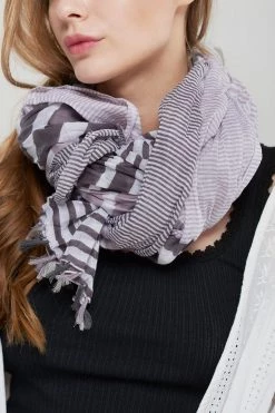 STORETS Stripe Cotton Scarf-Gray ACCESSORIES