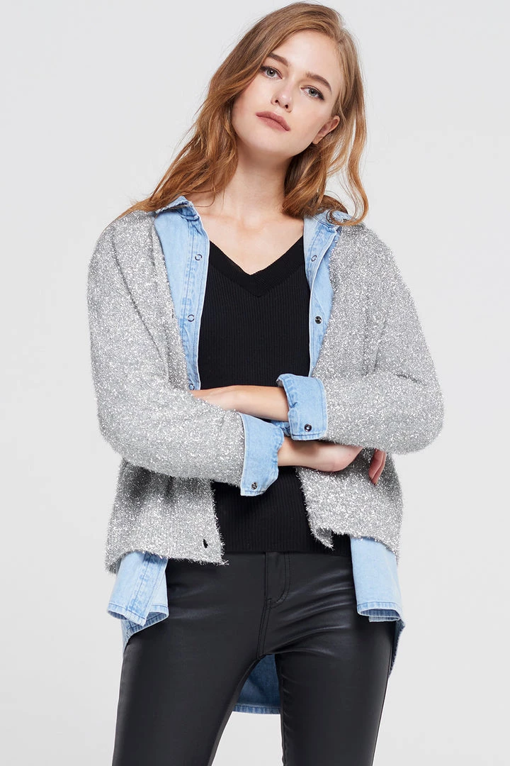 STORETS SALE CLOTHING Ginny Shiny 2 Way Cardigan