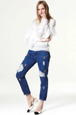 STORETS SALE CLOTHING Oh My Deer Embroidery Jeans