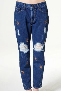 STORETS SALE CLOTHING Oh My Deer Embroidery Jeans