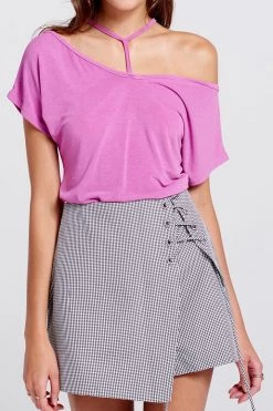 STORETS SALE CLOTHING Stacy Check Eyelet Mini Skort