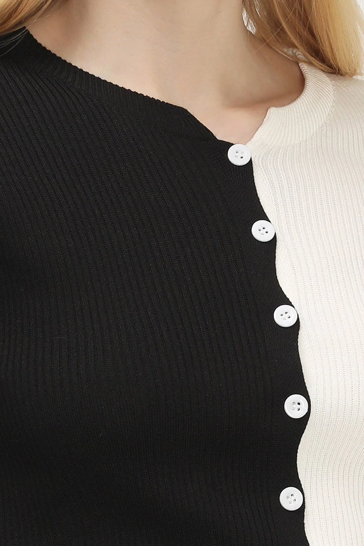 STORETS Eva Color Block Ribbed Cardigan