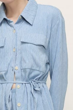 STORETS Saylor Textured Tie Waist Shirt