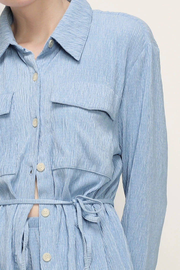 STORETS Saylor Textured Tie Waist Shirt