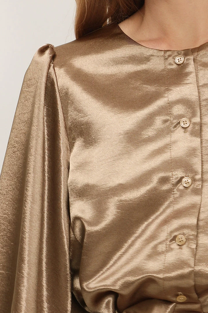 STORETS SALE Amelia Satin Belted Shirt Dress CLOTHING