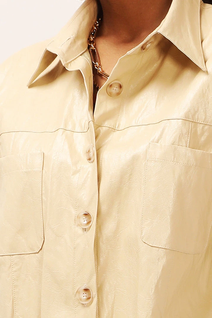 STORETS SALE Ava Crinkled Pleather Shirt Jacket CLOTHING