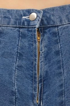 STORETS CLOTHING Olive Pleated Denim Skirt