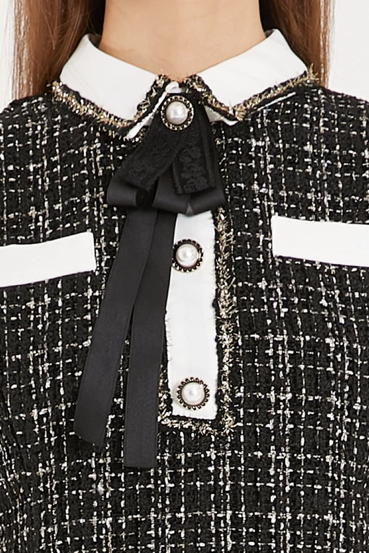 STORETS Lourdes Tweed Trumpet Mini Dress