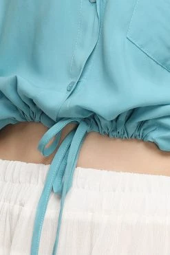 STORETS Stella Slit Back Crop Shirt CLOTHING